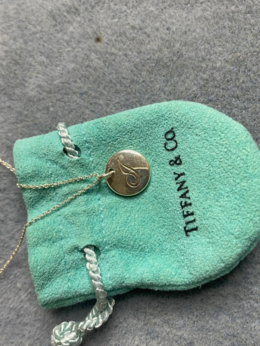 Tiffany & Co. 925 Sterling Silver Round 'J' Initial Necklace